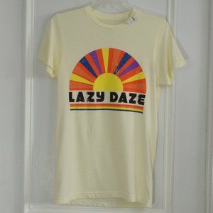 Life Clothing Co Lazy Daze T Shirt Women XS New Retro Fun Novelty Beach Boho